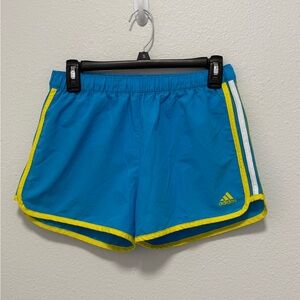 Adidas Marathon ‘10 Blue Shorts with Yellow Trim Size Small